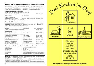 Gemeindebrief für Juni und Juli 2011 als PDF - Kirche Mahlsdorf