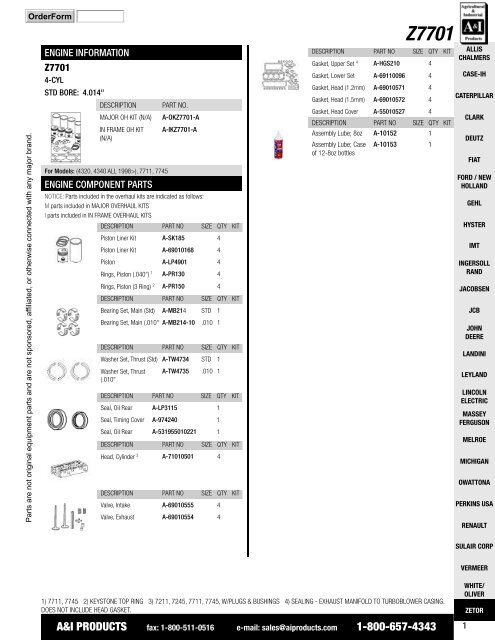 Catalog: Engine Kits - Zetor - Garage Robert Carrier