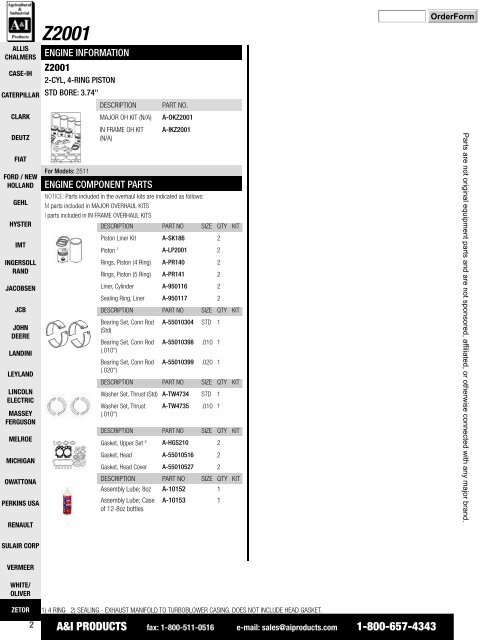 Catalog: Engine Kits - Zetor - Garage Robert Carrier