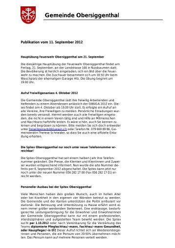 Pressemitteilung vom 11.09.2012 - Gemeinde Obersiggenthal