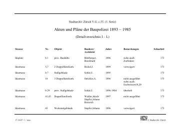 V.G.c.55. Akten und Pläne der Baupolizei 1893 - Stadt Zürich