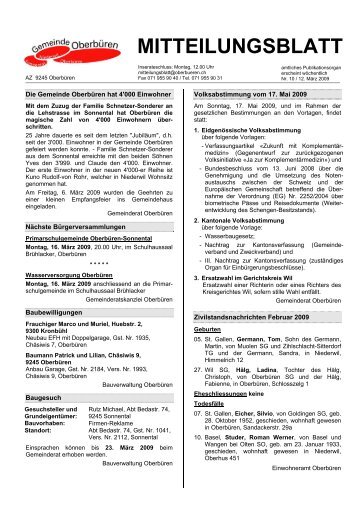 MITTEILUNGSBLATT - Gemeinde Oberbüren