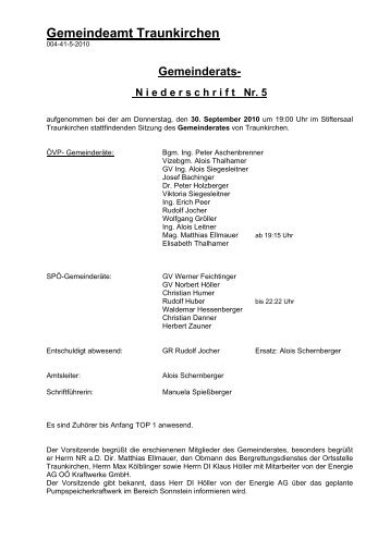 Gemeinderat Sitzungsprotokoll (377 KB) - .PDF - Traunkirchen