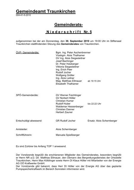 Gemeinderat Sitzungsprotokoll (377 KB) - .PDF - Traunkirchen