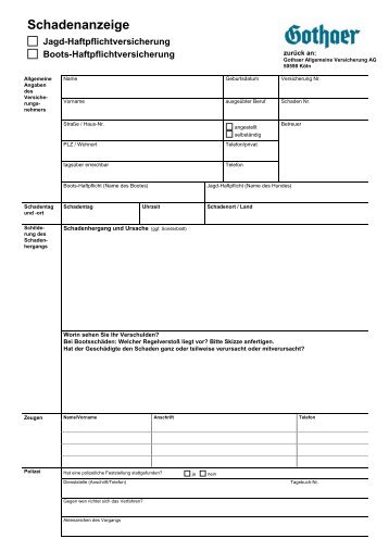 Schadenformular Jagd-Haftpflicht