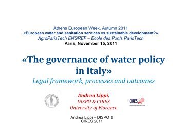 «The governance of water policy in Italy» - 1