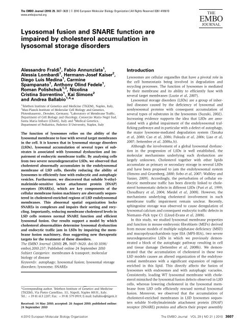 Lysosomal fusion and SNARE function are impaired by ... - MPI-CBG