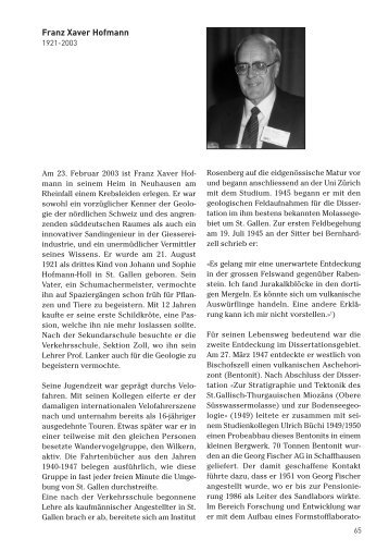 Franz Xaver Hofmann - Bulletin für angewandte Geologie
