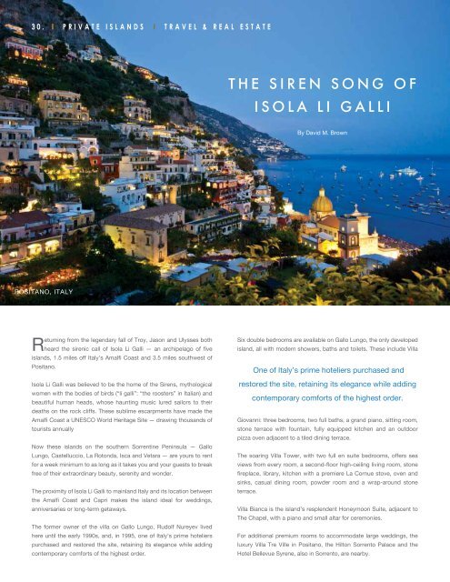 THE SIREN SONG OF ISOLA LI GALLI - Private Islands Online
