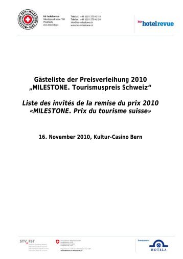 Gästeliste der Preisverleihung 2010 „MILESTONE ... - htr hotel revue