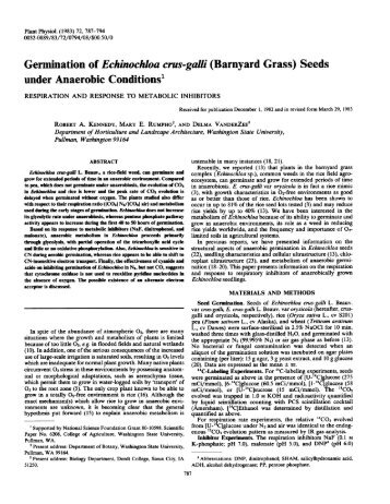 Germination of Echinochloa crus-galli (Barnyard Grass) Seeds ...