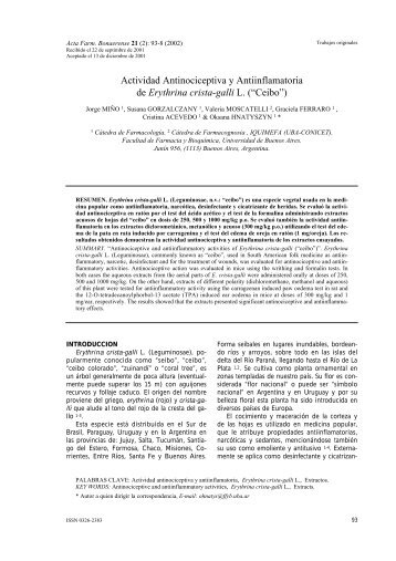 Actividad Antinociceptiva y Antiinflamatoria de Erythrina crista-galli L ...