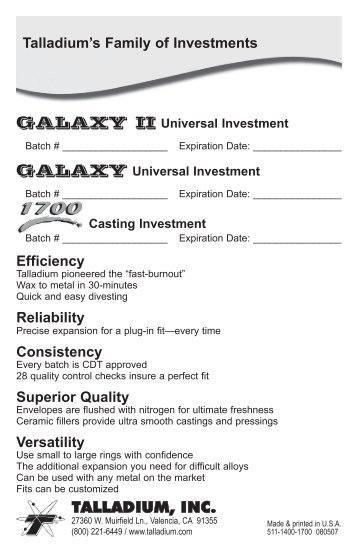 Universal Investment - Talladium, Inc.