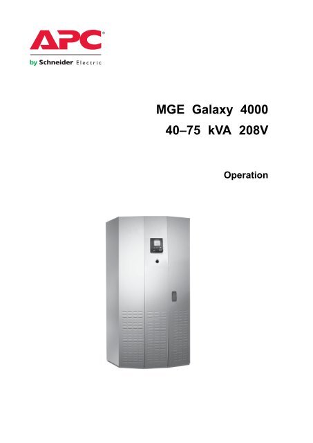 Apc Mge Galaxy 5000 User Manual