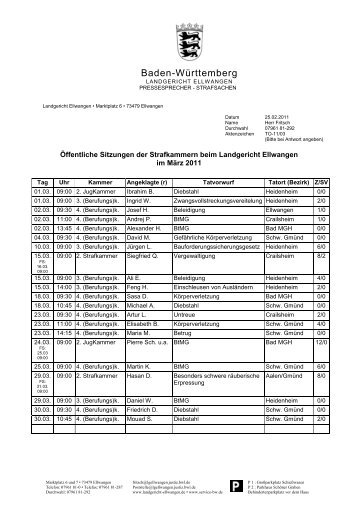 Baden-Württemberg - Landgericht Ellwangen