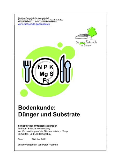 Npk Mg S Fe Bodenkunde Fachschule Fur Gartenbau