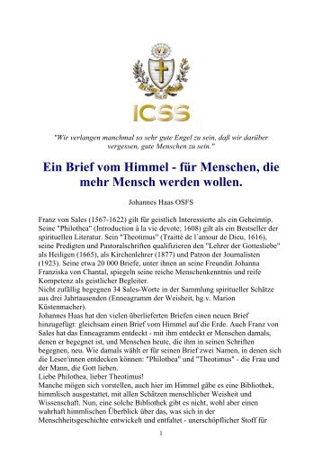 Ein Brief vom Himmel - für Menschen, die mehr Mensch ... - DeSales