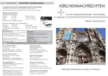 KIRCHENNACHRICHTEN - Kirchgemeinde Gruna-Seidnitz