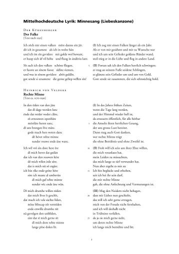 Mittelhochdeutsche Lyrik: Minnesang (Liebeskanzone)