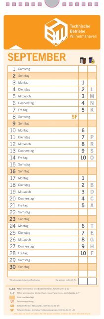 Abfallkalender - Technische Betriebe Wilhelmshaven