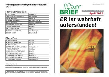 Pfarr BRIEF - in der Gemeinde St. Pantaleon - Erla