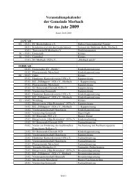 Veranstaltungskalender der Gemeinde Morbach für das Jahr 2009