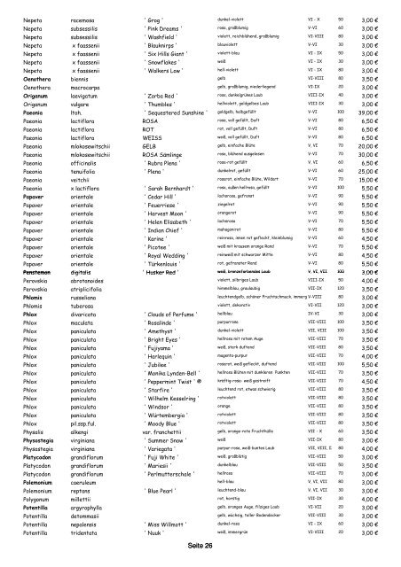 2012 Preisl-Bestandsiste - Staudengärtnerei Alpine Raritäten