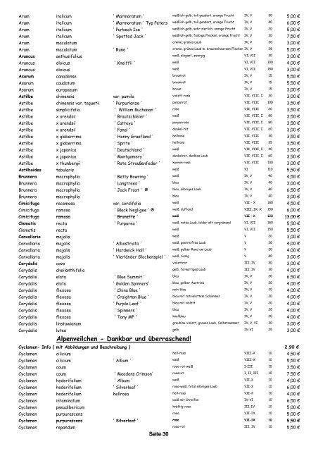 2012 Preisl-Bestandsiste - Staudengärtnerei Alpine Raritäten