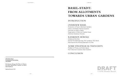 BASEL-STADT: 4 PRoPoSALS - ETH Basel