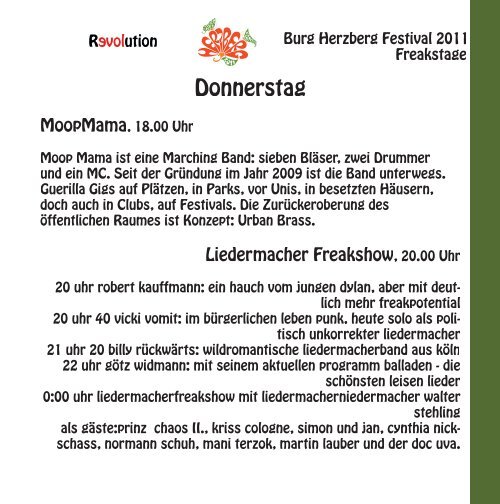 Herzbergs Zeitung 2011 - Burg Herzberg Festival