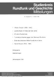 1994, 20. Jahrgang (pdf) - Studienkreis Rundfunk und Geschichte