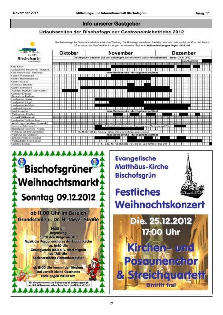 November - Gemeinde Bischofsgrün Fichtelgebirge - Bischofsgrün