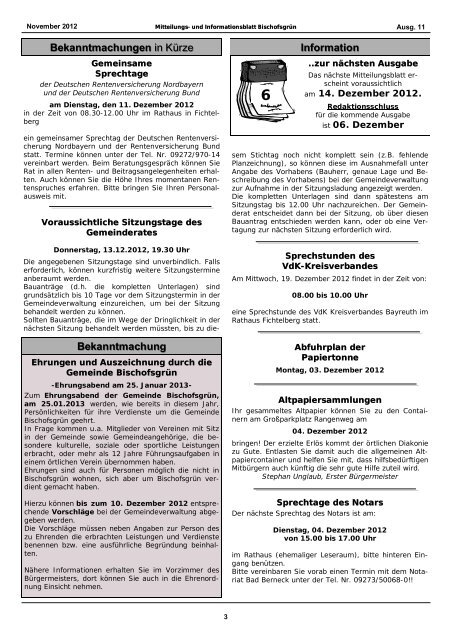 November - Gemeinde Bischofsgrün Fichtelgebirge - Bischofsgrün