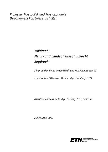 Professur Forstpolitik Und Forstokonomie Departement Eth Zurich