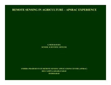 remote sensing in agriculture – apsrac experience - CMSD