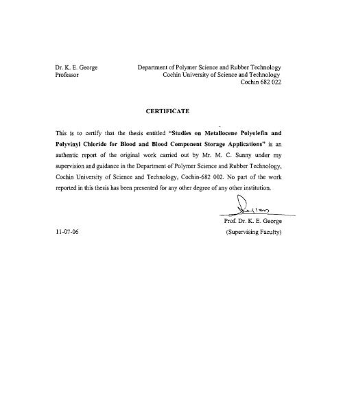 Studies on Metallocene Polyolefin and Polyvinyl Chloride for Blood ...