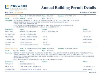 2012 Building Permit Details - City of Lynnwood