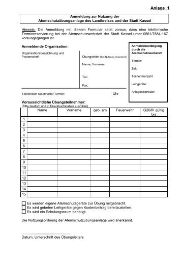 Nutzung der Atemschutzübungsanlage des ... - Landkreis Kassel