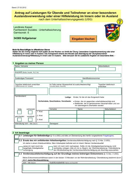 Unterhaltssicherung - Landkreis Kassel