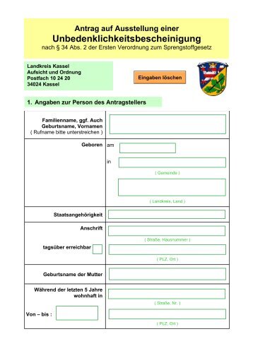 Unbedenklichkeitsbescheinigung - Landkreis Kassel