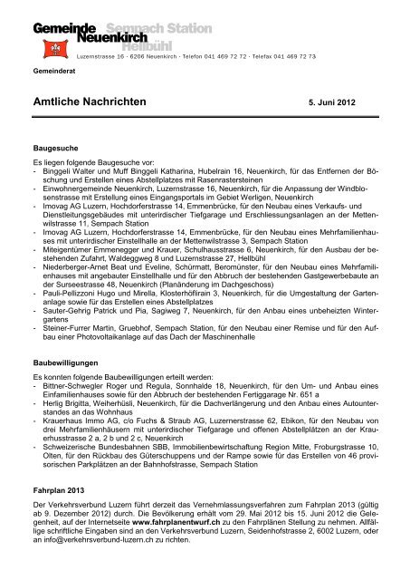Amtliche Nachrichten - Gemeinde Neuenkirch