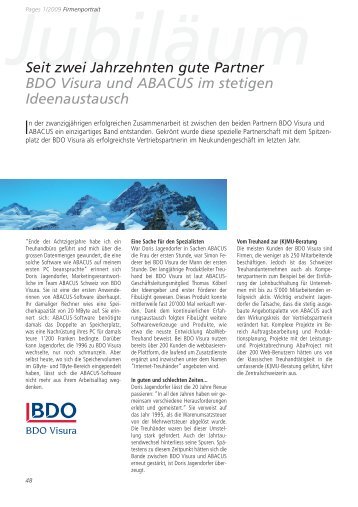 Seit zwei Jahrzehnten gute Partner BDO Visura und ABACUS im ...