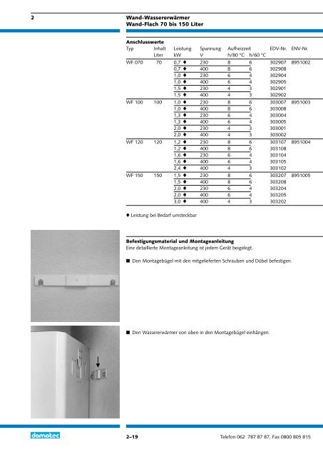 2 Wand-Wassererwärmer - Domotec AG