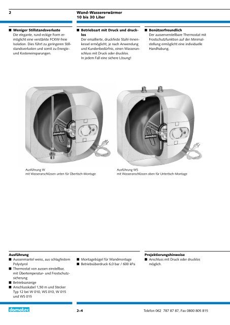 2 Wand-Wassererwärmer - Domotec AG