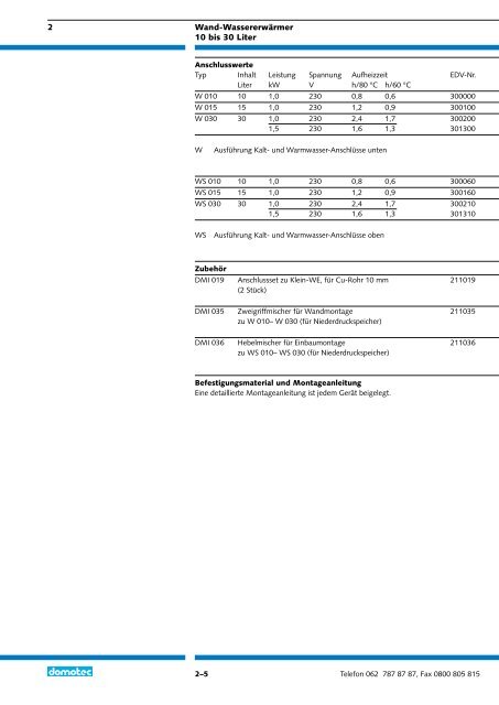 2 Wand-Wassererwärmer - Domotec AG
