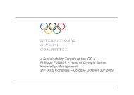 « Sustainability Targets of the IOC » Philippe FURRER – Head of ...