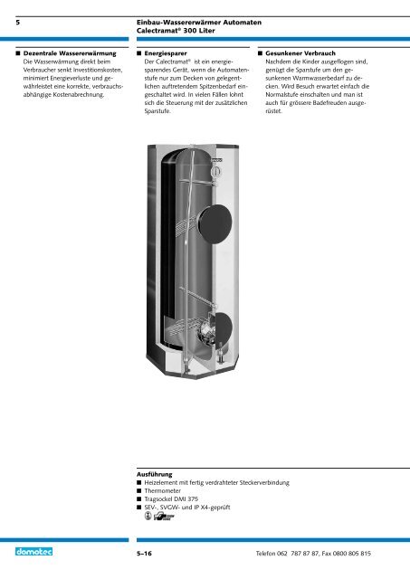 5 Einbau-Wassererwärmer Quadro - Domotec AG