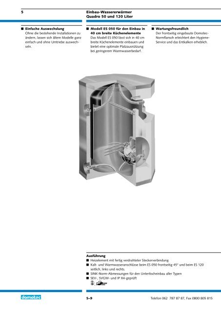 5 Einbau-Wassererwärmer Quadro - Domotec AG