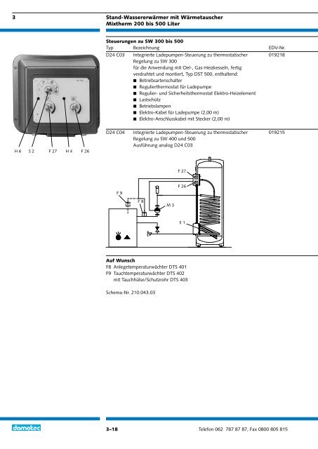 3 Stand-Wassererwärmer 200 bis 500 Liter - Domotec AG