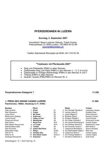 PFERDERENNEN IN LUZERN - Horseracing.ch